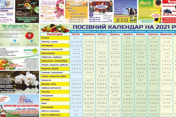 Посівний календар на 2021 рік (від 10.03.2020)
